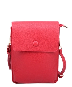 Fashion Pebble Flap Crossbody Bag Cell Phone Purse CA105 RED